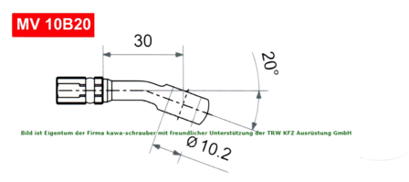 Connector Banjo oog 10.2mm 20&deg;