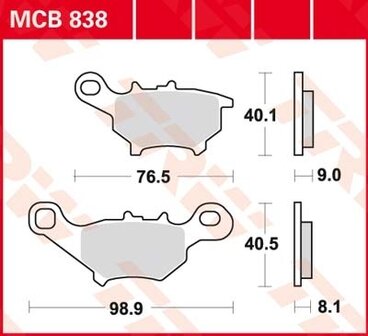 Remblokkenset MCB838*