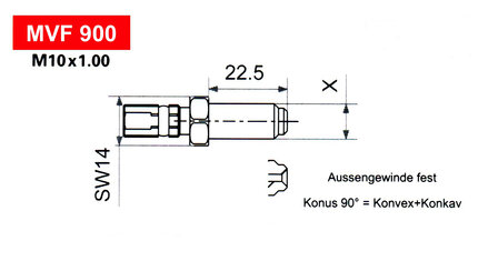 Connector buitendraad   M10 x 1.00 (Brembo) 