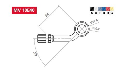 Connector Banjo oog 10.2mm 40&deg; plat