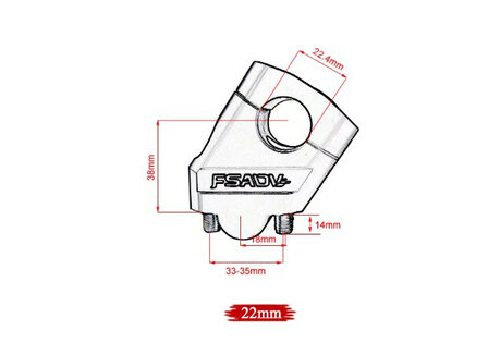 Stuurverhogerset 38mm hoger, 18mm pull back voor een 22mm stuur zwart