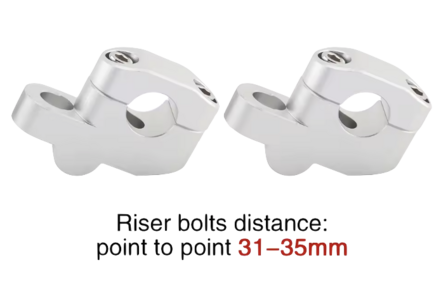 Stuurverhogerset 30mm hoger, 35mm pull back voor een 22mm stuur, alu kleur