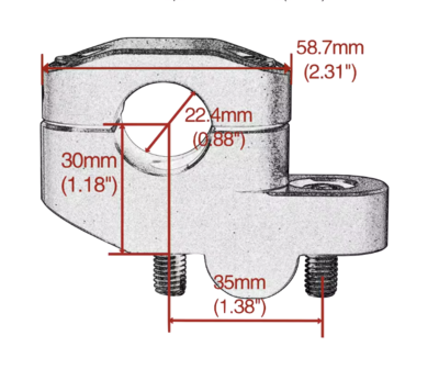 Stuurverhogerset 30mm hoger, 35mm pull back voor een 22mm stuur, alu kleur
