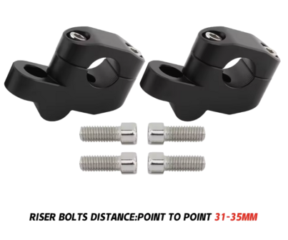 Stuurverhogerset 30mm hoger, 35mm pull back voor een 22mm stuur, kleur zwart