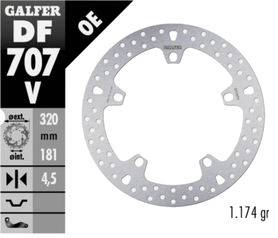 Remschijf (star)  Galfer remschijf DF707V