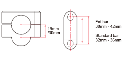 Verhogerafstandblok 19mm hoger, voor een 22,2mm stuur.