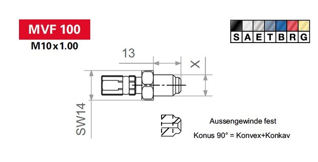 Connector buitendraad F1 M10 x 1 (Brembo) 