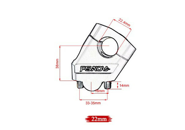 Stuurverhogerset 38mm hoger, 18mm pull back voor een 22mm stuur zwart