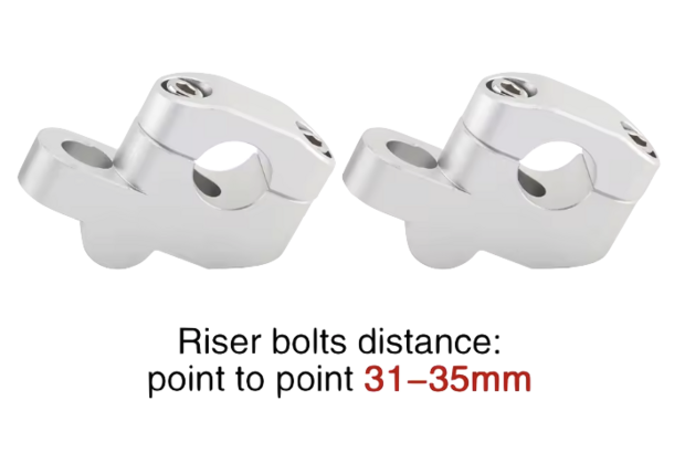 Stuurverhogerset 30mm hoger, 35mm pull back voor een 22mm stuur, alu kleur