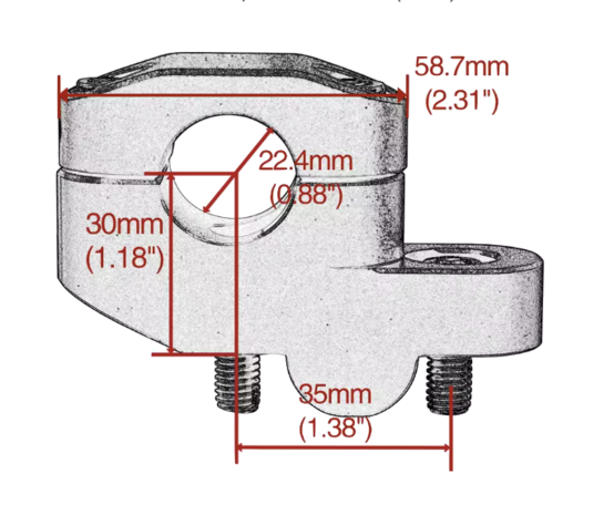 Stuurverhogerset 30mm hoger, 35mm pull back voor een 22mm stuur, alu kleur