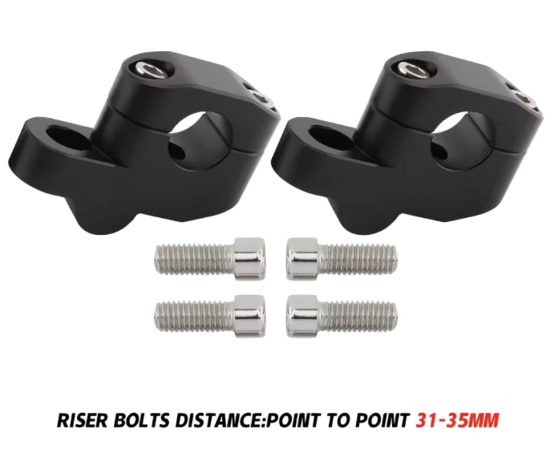 Stuurverhogerset 30mm hoger, 35mm pull back voor een 22mm stuur, kleur zwart