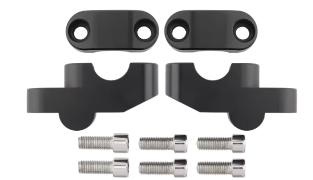 Stuurverhogerset 30mm hoger, 35mm pull back voor een 22mm stuur, kleur zwart