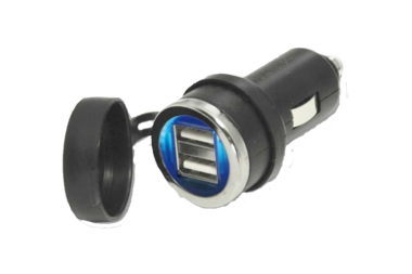 Dubbele USB stekker 20mm met blauw licht