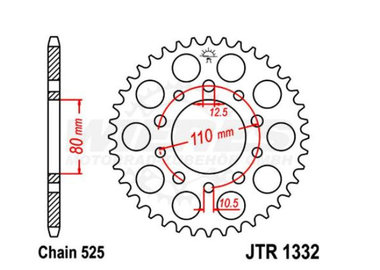 Achtertandwiel 45 tanden